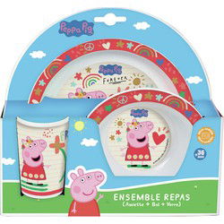 Peppa Pig servies setje - 3-delig - kunststof - bord/kom/beker - Serviessets