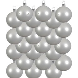 24x Glazen kerstballen mat winter wit 8 cm kerstboom versiering/decoratie - Kerstbal