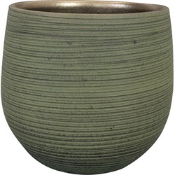 Ter Steege Plantenpot - keramiek - donkergroen - stripes - 22x20cm - Plantenpotten