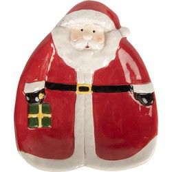 Clayre & Eef Ontbijtbord Kerstman 20x16x4 cm Rood Keramiek