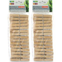 Jedermann wasknijpers - 30x - bamboe hout - 9,5 cm - Knijpers