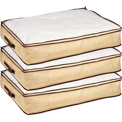 3x stuks dekbed/kussen opberghoezen creme wit met venster 80 x 45 x 15 cm - Opberghoezen