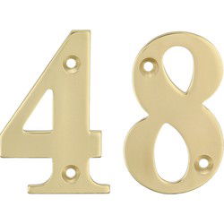 AMIG Huisnummer 48 - massief messing - 5cm - incl. bijpassende schroeven - gepolijst - goudkleur - Huisnummers