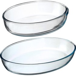 Ovenschalen set ovaal - Glas - 35 x 25 cm/26 x 18 cm - Ovenschalen