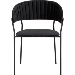 Eetkamerstoel Zwart Velvet - Metaal - 57x52x75cm -Turin - Giga Meubel - Set van 2