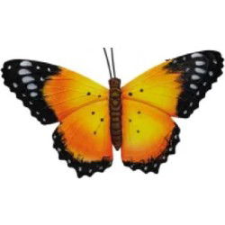 Wanddecoratie 3D vlinder geel afm 33,5 x 23 cm