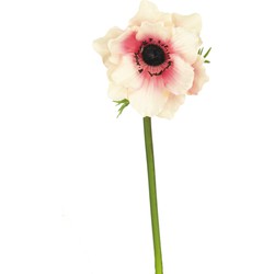 Kunstbloem Anemone 43 cm wit/roze