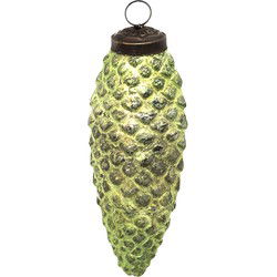 Clayre & Eef Kerstbal  10 cm Groen Glas Kerstdecoratie