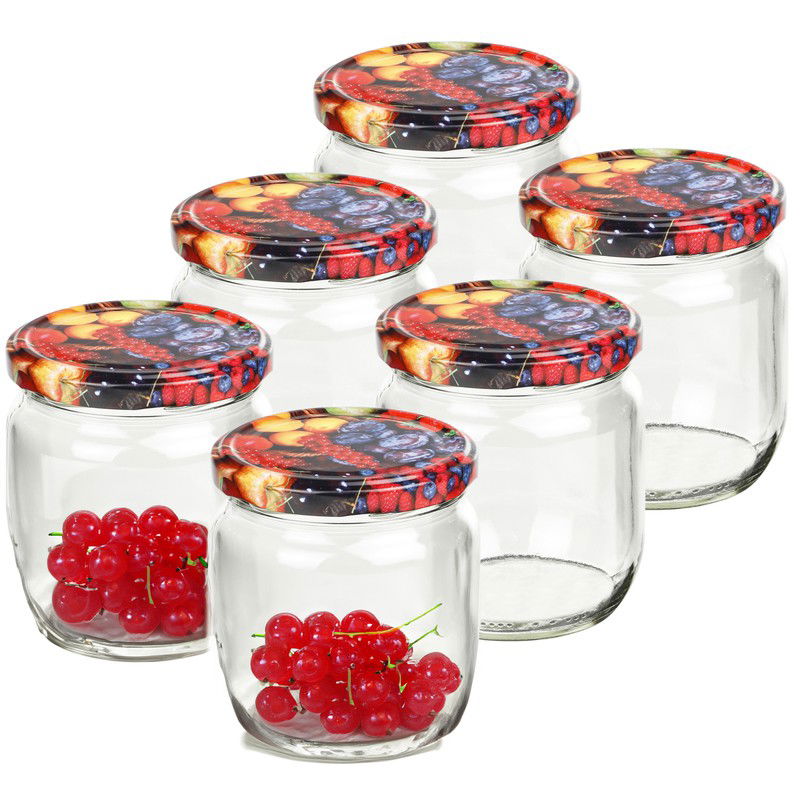 Set van 24x stuks glazen weckpotten/inmaakpotten met schroefdop 425 ml - Weckpotten - 