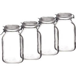 Bormioli Rocco Voorraad/weckpot - 4x - glas - transparant - 24 x 14 cm - 3 L - Weckpotten