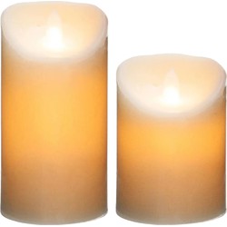 Led stompkaarsen set - 2x stuks - Warm licht - 14,5 en 20 cm - LED kaarsen