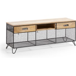 Kave Home - Aida TV-meubel in massief mangohout en staal 120,5 x 46 cm