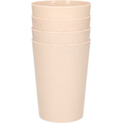 4x drinkbekers van afbreekbaar bio-plastic 290 ml in het eco-beige - Drinkbekers