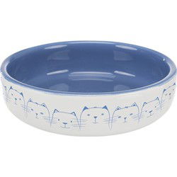 TRIXIE VOERBAK / DRINKBAK KAT PLATTE NEUS LICHTBLAUW / WIT 300 ML 15 CM