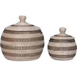 Ipoh Basket - Mand, zeegras, naturel/wit/zwart, set van 2