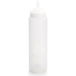 Plasticforte Doseerfles/sausfles - kunststof - transparant - met schenktuit - 500 ml - 23 cm - Maatbekers