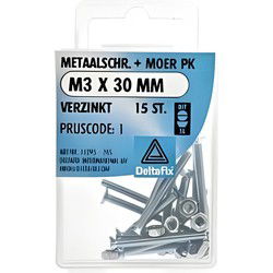 M.schroef moer pk m3x30mm 15st