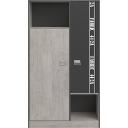 Kledingkast met 2 deuren en kledingstang in Loft-stijl L101.4 cm - Stof