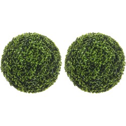 2x stuks buxus bol Theeblad groen D37 cm kunstplant UV-bestendig - Kunstplanten