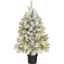 Black Box Trees Nigata Kunstkerstboom in Pot met LED Verlichting - H90 x Ø55 cm - Groen Frosted