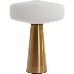 Light & Living - tafellamp - Pleat - goud wit - glas - kleurglas-lamp - E27 - 1882226
