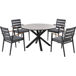 MALETTO/TAVIANO - Tuinset voor 4 - Zwart/Grijs - Aluminium