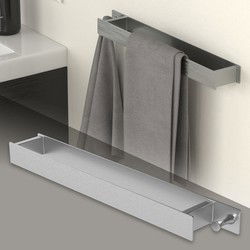 Handdoekhouder zonder boren met haken 42 cm zilverkleurig roestvrij staal ML design