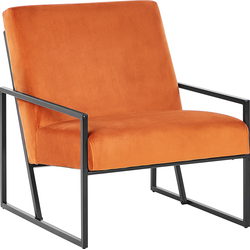 Beliani DELARY - Fauteuil-Oranje-Fluweel