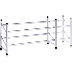 schoenenrek - uitschuifbaar - 2-laags - 64-117 cm - metaal - schoenenkast - Schoenenrekken