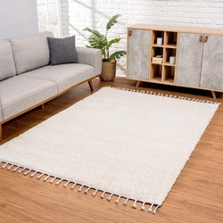 Tapijtenloods Vloerkleed Hoogpolig Shaggy Pulpy Effen Creme- 200x290 CM