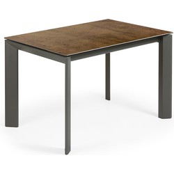 Kave Home - Axis uitschuifbare tafel van porselein en poten in donkergrijs, 120 (180) cm