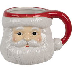 Clayre & Eef Mok Wit Rood Keramiek Kerstman