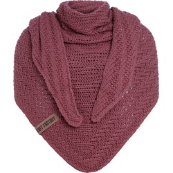Knit Factory Sally Gebreide Omslagdoek - Driehoek Sjaal Dames - Stone Red - 220x85 cm - Grof gebreid