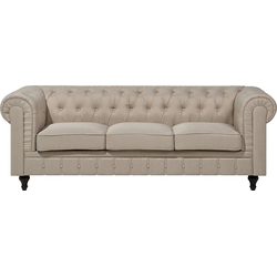 Beliani CHESTERFIELD - Driezitsbank-Beige-Polyester