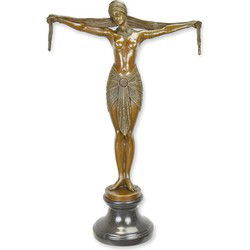 BRONZEN BEELD VAN EEN SJAAL DANSERES
