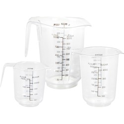 Set van 3x stuks maatbekers transparant 250 ml - 500 ml - 1000 ml - Maatbekers