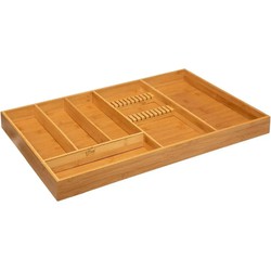 Bestekbak/keuken organizer 6-vaks bamboe 38 x 58 cm - Bestekbakken