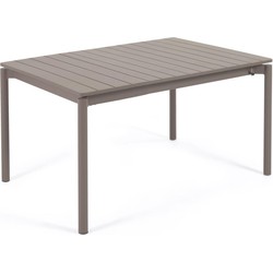 Kave Home - Zaltana uitschuifbare aluminium buitentafel met mat bruine afwerking 140 (200) x 90 cm