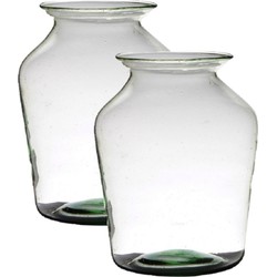 2x stuks transparante luxe grote vaas/vazen van glas 36 x 24 cm - Vazen