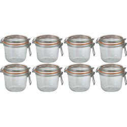 8x Luchtdichte weckpotten transparant glas 500 ml - Weckpotten