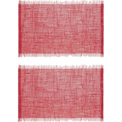 Set van 12x stuks placemats uni rood jute 45 x 30 cm - Placemats