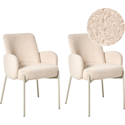 Beliani MAGEE - Eetkamerstoel-Beige-Bouclé