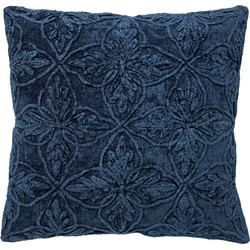 Dutch Decor AMAR - Kussenhoes 45x45 cm - 100% katoen - bloemen design - Insignia Blue - donkerblauw - Dutch Decor