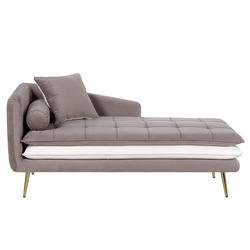 Beliani GONESSE - Chaise longue-Bruin-Fluweel