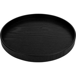QUVIO Houten dienblad rond - Zwart - Maat S (24 cm)