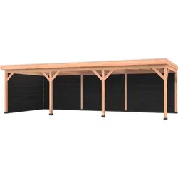 Douglas overkapping 900 x 400, met zwarte achterwand en zijwand, Westwood Comfort