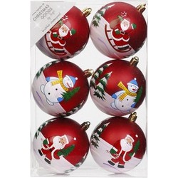 12x Kunststof kerstballen met kerstmannen en sneeuwpoppen 8 cm - Kerstbal