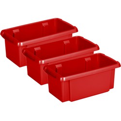 Sunware Opslagbox - 3 stuks - kunststof 7 liter rood 38 x 21 x 14 cm - Opbergbox