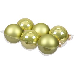 12x stuks glazen kerstballen salie groen (oasis) 8 cm mat/glans - Kerstbal
