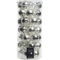 Tube met 49 zilveren kerstballen van glas 6 cm - Kerstbal